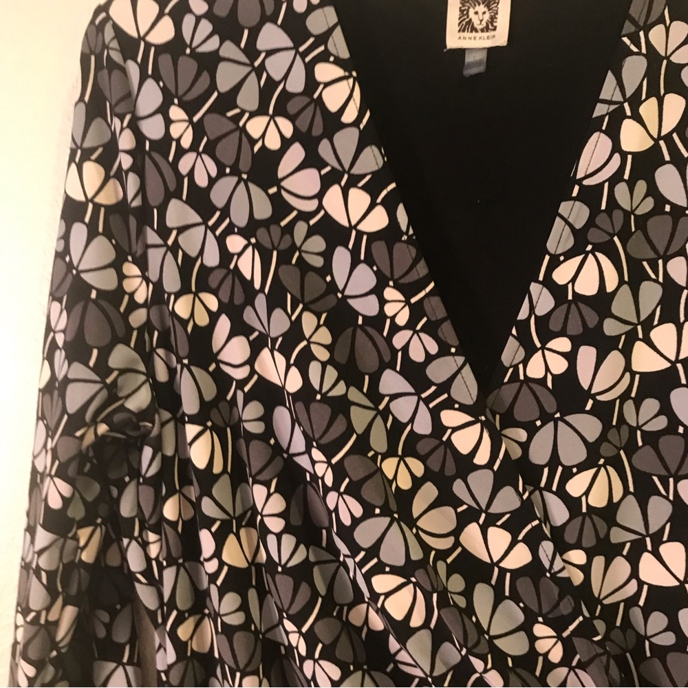 Anne Klein floral tonal faux wrap dress